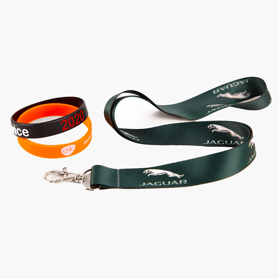Lanyards + silicone wristbands package, 100 tyvek for free