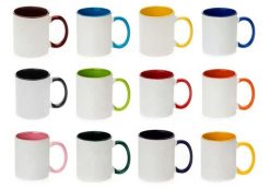 Alternative view of Promotional mugs with full printing | White with a colored interior and handle