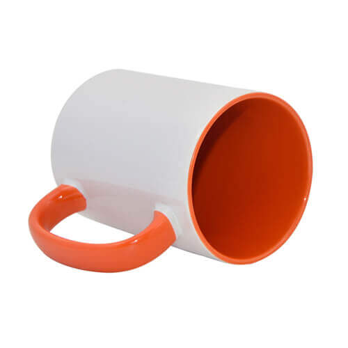 White mug with colored interior and handle